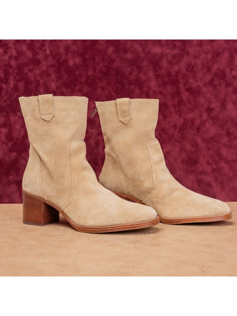 Vince Camuto Women Zeldi Tan Suede Western Back Zip Ankle Boots sz 12US EUR44